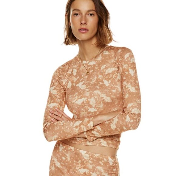 Aritzia Wilfred Hour Long Sleeve Shirt  Size XL Crew Neck Stretch Jersey Floral - Picture 7 of 7